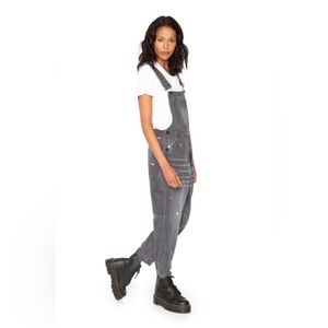 new SANDRINE ROSE gray distressed denim overalls - small